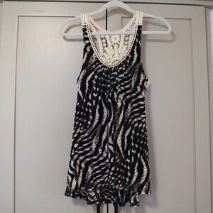 Volume One Zebra Print Racerback Tank – L, Crochet Back